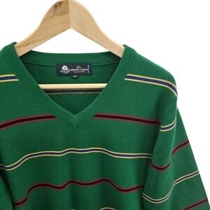 Monte Carlo Woolmark Blend Merino Wool Acrylic V-Neck Sweater Men's Medium Yacht